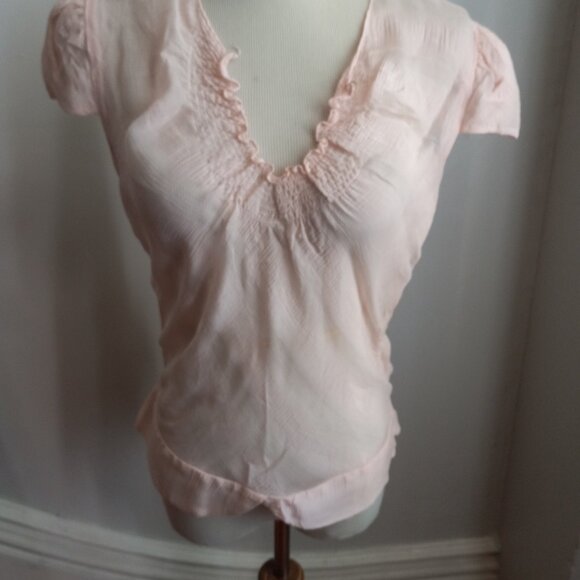 VICTORIA'S SECRET MODA INTERNATIONAL PINK CHIFFON SILK FAIRY BLOUSE NWT S - Picture 2 of 5
